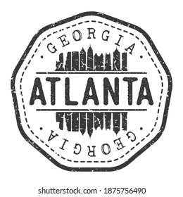 Atlanta, GA, USA Stamp Skyline Postmark. Silhouette Postal Passport. City Round Vector Icon. Vintage Postage Design.