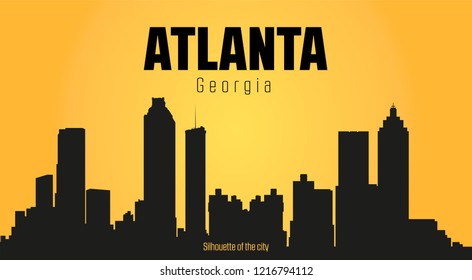 Atlanta Georgia city silhouette and yellow background