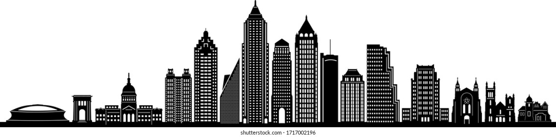 ATLANTA GEORGIA City Skyline Silhouette Cityscape Vector