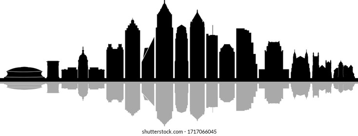 ATLANTA GEORGIA City Skyline Silhouette Cityscape Vector