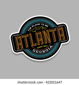 atlanta, georgia linear emblem design for t shirts and stickers