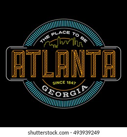 atlanta, georgia linear logo design for t shirts and stickers