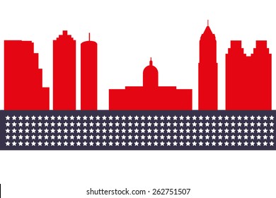 Atlanta, Georgia skyline. Detailed vector silhouette