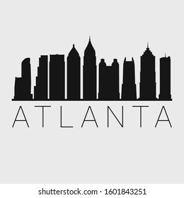 Atlanta Georgia. Skyline Silhouette City. Design Vector. Famous Monuments Tourism Travel. Buildings Tour Landmark.