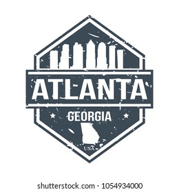 Atlanta Georgia Travel Stamp Icon Skyline City Design Badge Seal Vector.