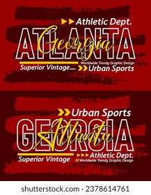 Atlanta Georgia urban calligraphy typeface grunge superior vintage, typography, for t-shirt, posters, labels, etc.