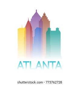 Atlanta Georgia USA Icon Silhouette Gradient Design City Vector Art