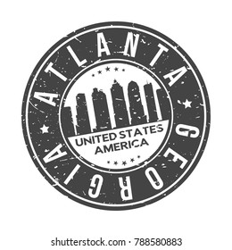 Atlanta Georgia USA Stamp. Logo Icon Symbol Design Skyline City.