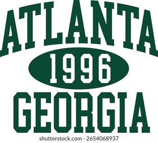 Atlanta Georgia  varsity wreaf LA cute college front typography slogan design sports Varsity College USA Trending Graphic Tee t-shirt logo slogan artwork typography tote badge emblem crest 