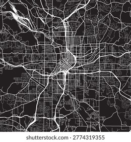Atlanta Georgia Vector Map, Detailed City Street Map Black and White Minimalist Line Art