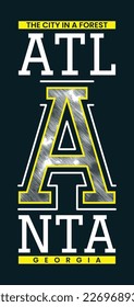 Atlanta Georgia,typography tee shirt design.Clothing,t shirt,apparel and other uses.Vector print, typography, poster.