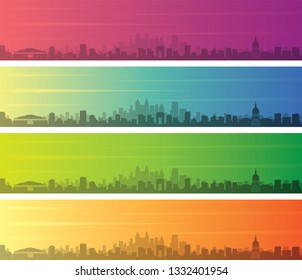 Atlanta Multiple Color Gradient Skyline Banner