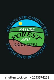 atlanta nature forest and good vibes,t-shirt design fashion vector badge