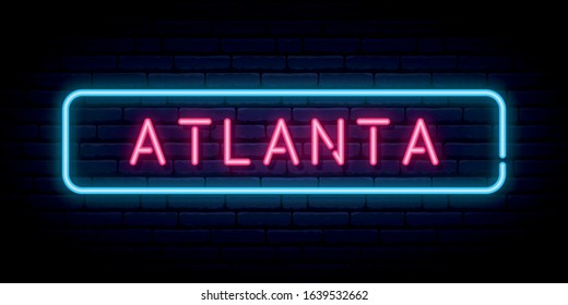 Atlanta neon sign. Bright light signboard. Vector banner.