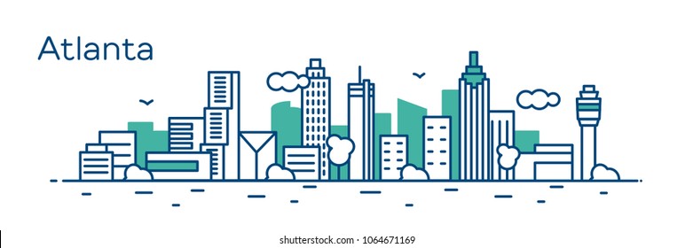 Atlanta Panorama City. Vector Illustration