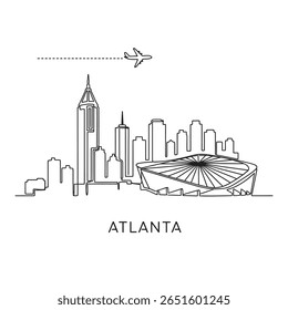 Atlanta Skyline Minimal City Line Art USA.
