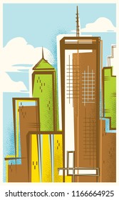 Atlanta Skyline Retro Poster