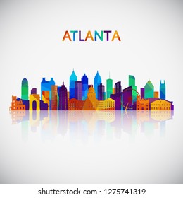 Atlanta skyline silhouette in colorful geometric style. Symbol for your design. Vector illustration.