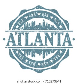 Atlanta Stamp Post Skyline Silhouette City Vector Design Art.