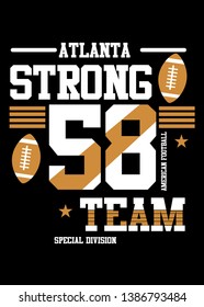 atlanta strong team,american football,t-shirt design vector