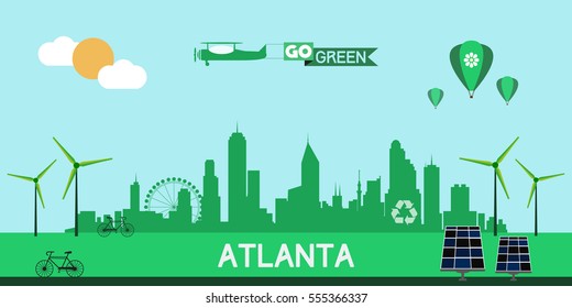 Atlanta United States of America skyline vector design, green city concept