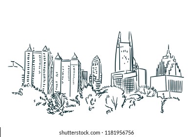 Atlanta USA Sketch Vector City