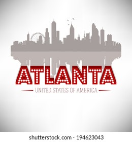 Atlanta USA skyline silhouette vector design.