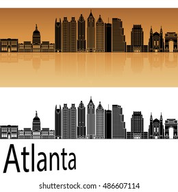 Atlanta V2 skyline in orange background in editable vector file