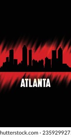 Atlanta, Vektorstädte Silhouette, roter und schwarzer diagonaler Hintergrund