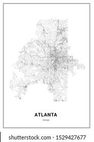 Atlanta Vector Map, Georgia, USA