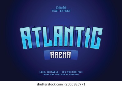 Atlantic Arena silver editable text effect template with 3d style use for logo and business brand or esport logo gaming