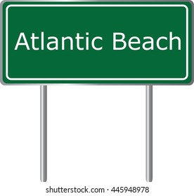 Atlantic Beach , Florida , road sign green vector illustration, road table, USA city