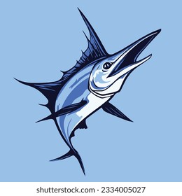 Atlantic blue marlin fish illustration. Swordfish illustration, todak