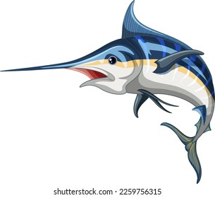 Atlantic blue marlin on white background illustration