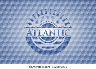 Atlantic blue polygonal badge.