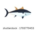Atlantic bluefin tuna fish simple vector cartoon color illustration