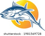 Atlantic bluefin tuna fish (Thunnus thynnus), vector illustration