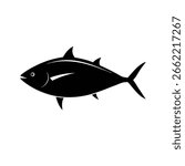 Atlantic bluefin tuna silhouette vector art illustration