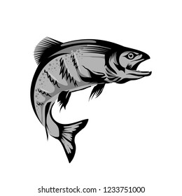 Atlantic bluefin tunny fish for seafood packaging label, fish market symbol or restaurant menu design