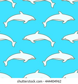 Atlantic bottlenose dolphin seamless pattern. Vector illustration.