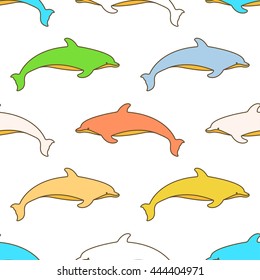 Atlantic bottlenose dolphin seamless pattern. Vector illustration.