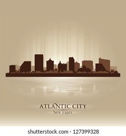 Atlantic City, New Jersey skyline city silhouette