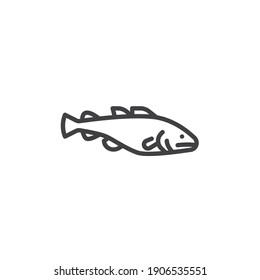 Atlantic cod fish line icon. linear style sign for mobile concept and web design. Big cod fish outline vector icon. Symbol, logo illustration. Vector graphics