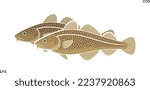 Atlantic cod logo. Isolated cod on white background