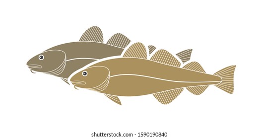 Atlantic cod logo. Isolated cod on white background