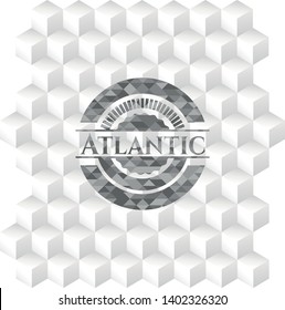 Atlantic grey emblem. Retro with geometric cube white background