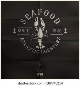 Atlantic Lobster badge | editable EPS 10 vector