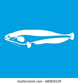 Atlantic mackerel, Scomber scombrus icon white isolated on blue background vector illustration