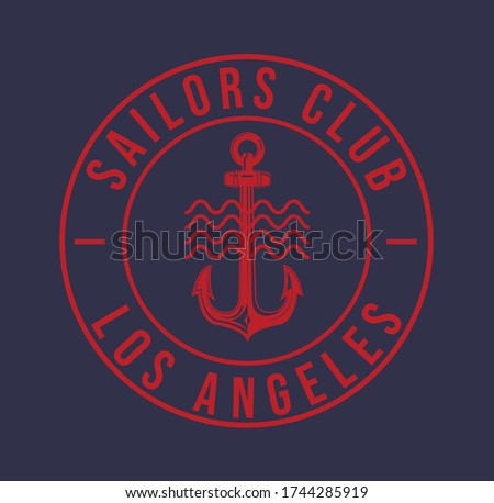 Atlantic ocean sailing regatta racing, grunge vector print for boy shirt