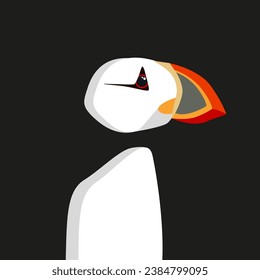 Atlantic puffin bird animal design flat vector illustration isolated on black background svg
